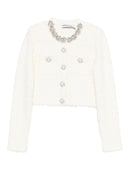 Self Portrait Cream Textured Knit Cardigan