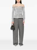Self Portrait Grey Chenille Knit Crystal Trim Top