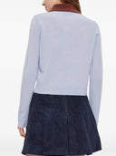 Self Portrait Blue Contrast Collar Knit Top