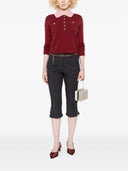 Self Portrait Burgundy Pink Contrast Collar Knit Top