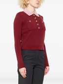 Self Portrait Burgundy Pink Contrast Collar Knit Top