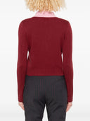 Self Portrait Burgundy Pink Contrast Collar Knit Top