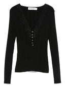 Self Portrait Black Lace Trim Knit Top