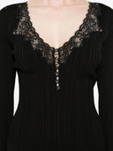 Self Portrait Black Lace Trim Knit Top