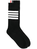 Thom Browne Mid Calf Socks W/ 4 Bar In Lightweight Cotton