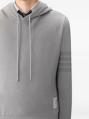 Thom Browne Long Sleeve Hoodie Pullover W/ Overdyed 4 Bar In Solid Loopback