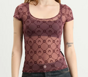 Marine Serre Moonogram Mesh Flock Ss Roundneck Top