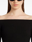 Courrèges Off Shoulder Rib Knit Top