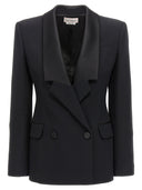 Alexander McQueen Blazer a doppio petto con dettagli in raso