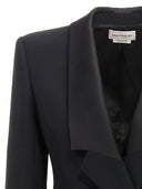 Alexander McQueen Blazer a doppio petto con dettagli in raso