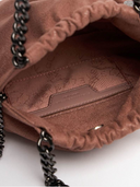 Stella Mc Cartney Falabella Mini Drawstring Bag Eco Shaggy Deer W/Dark Ruthenium Color Chain