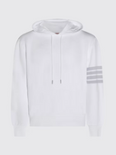 Thom Browne Long Sleeve Hoodie Pullover W/ Overdyed 4 Bar In Solid Loopback