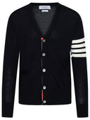 Thom Browne Cardigan In Navy Virgin Wool