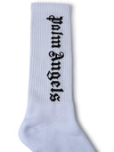 Palm Angels White Cotton Blend Vertical Socks