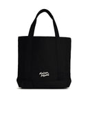 Maison Kitsuné 'Fox Head' Black Cotton Shopping Bag