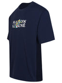 Maison Kitsuné 'Maison Kitsuné Flowers' Navy Cotton T Shirt
