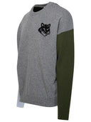 Maison Kitsuné 'Fox Head' Grey Wool Sweater