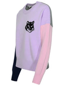 Maison Kitsuné 'Fox Head' Lilac Wool Sweater