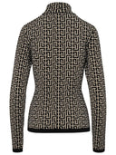 Balmain Monogram Two Tone Wool Turtleneck Sweater