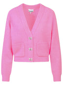 Ganni Pink Merino Wool Blend Cardigan