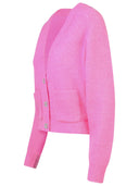 Ganni Pink Merino Wool Blend Cardigan