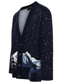 Alanui au milieu de Nowher Blue Cashmere Blend Cardigan