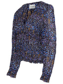 Isabel Marant Etoile 'Nibel' Blue Silk Blend Blouse