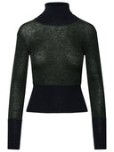 Thom Browne Green And Black Wool Turtleneck Sweater