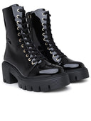 Stuart Weitzman Black Patent Lear Soho Boots