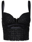Versace Black Wool Blend Bustier Top
