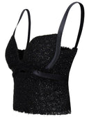 Versace Black Wool Blend Bustier Top