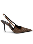 Versace brown cotone miscela slingbacks