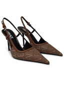 Versace brown cotone miscela slingbacks