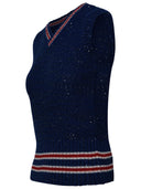 Msgm Blue Wool Blend Varsity Sweater