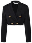 Palm Angels 'Boyfriend' schwarzer Wolle Mischung Crop Blazer