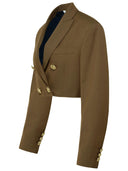 Palm Angels 'Boyfriend Cropped' Brown Cotton Blend Blazer