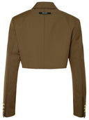 Palm Angels 'Boyfriend Cropped' Brown Cotton Blend Blazer