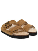 Palm Angels "comode" pantofole in pelle scamosciata beige
