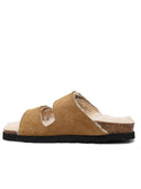 Palm Angels "comode" pantofole in pelle scamosciata beige