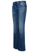 Off White Flare Blue Cotton Jeans