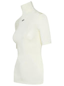 Off White Viscose Cream Turtleneck Sweater