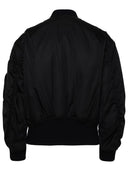 Aus weißer schwarzer Nylon -Bomberjacke
