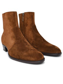 Saint Laurent Wyatt Brown Suede Ankle Boots