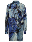 Dżinsy Moschino Blue poliester sukienki