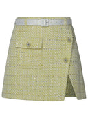 Self Portrait Bouclè Miniskirt In Yellow Polyester Blend