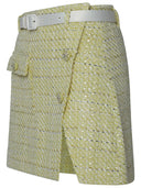 Self Portrait Bouclè Miniskirt In Yellow Polyester Blend