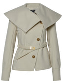 Balmain Cream Wool Short Coat