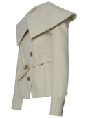 Balmain Cream Wool Short Coat