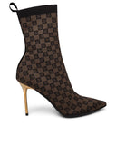 Balmain 'Skye' Brown Knit Ankle Boots