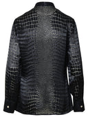 Versace 'Croco' Shirt di miscela di seta nera